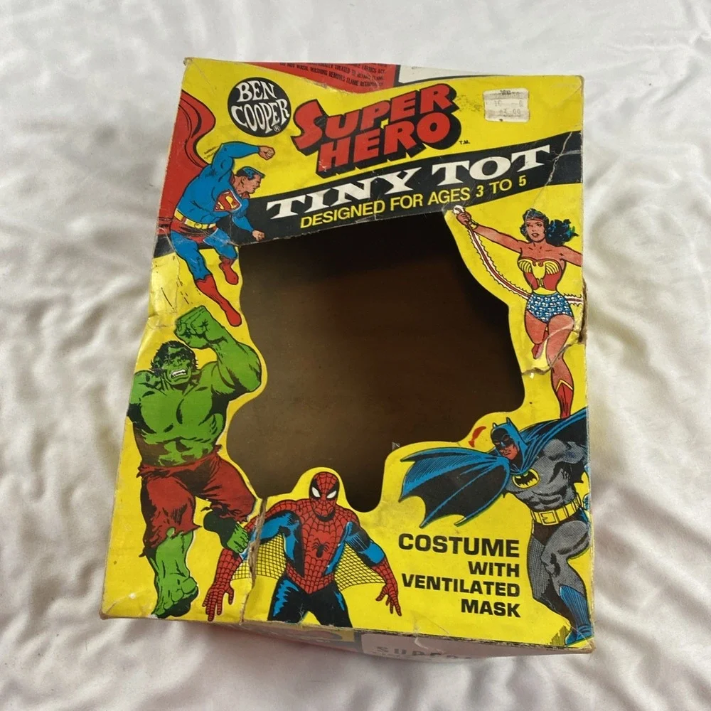 Vintage 1973 Ben Cooper Superman Costume and Mask TINY TOT 3-5 w Box